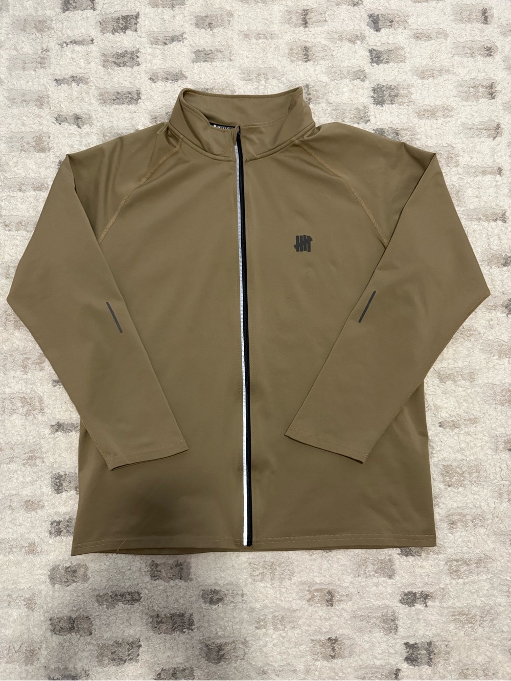 UNDEFEATED Tan Full Zip Track Jacket 5 Strike Logo Activewear